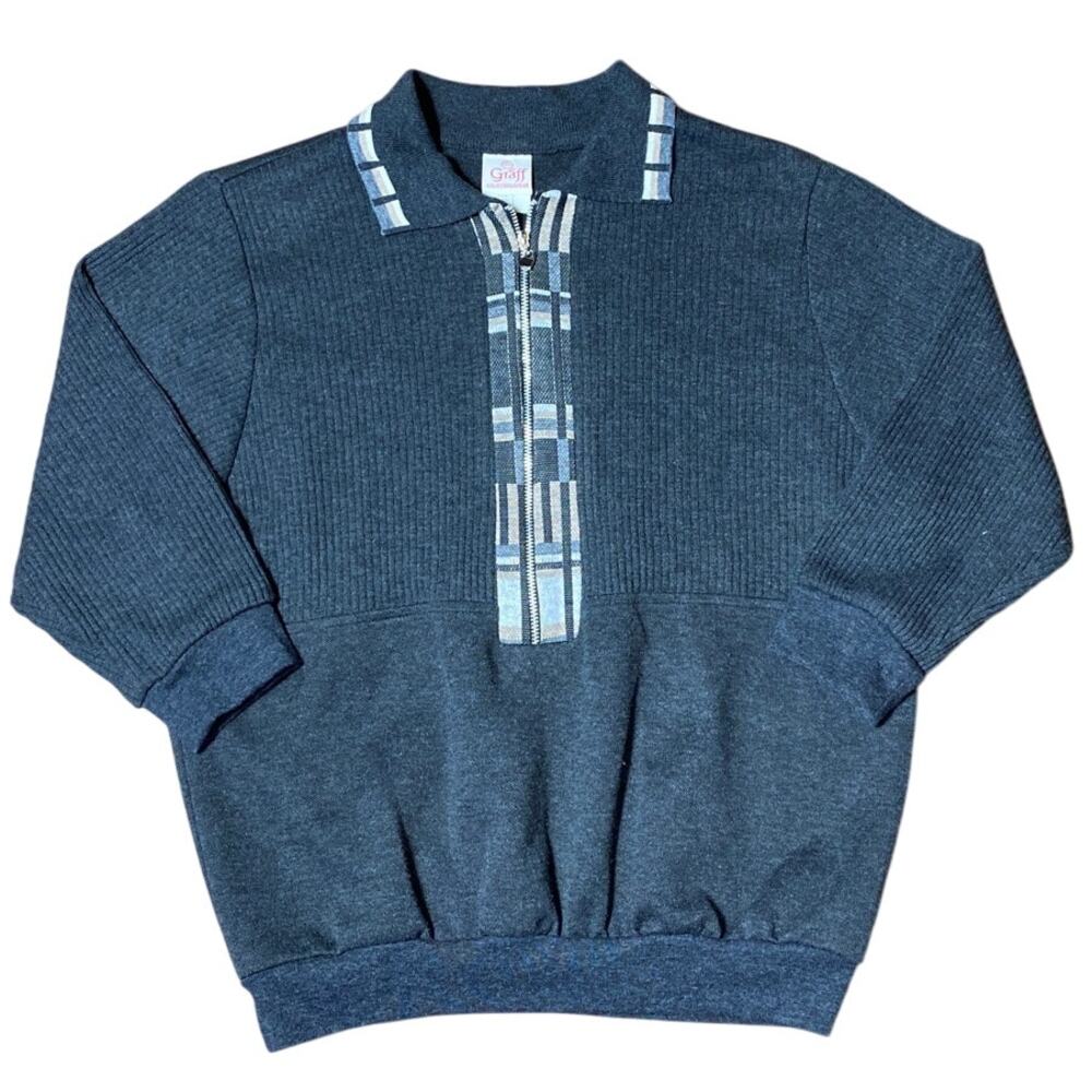 Vintage Grandpacore M 1/2 Zip Cardigan Lock Detail Preppy School GRAFF Sweater